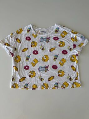 The Simpsons White crop top - size XS/S - Preloved -